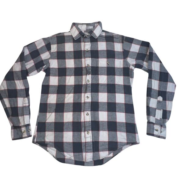 Vtg Brigade Shirt Mens Medium Button Front Collared Black White Plaid Cotton - Picture 3 of 10